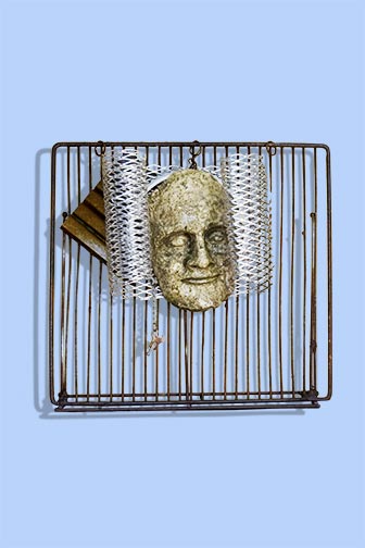 Metal sculpture - metal panel with arched metal top