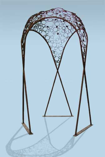 Metal sculpture - metal panel with arched metal top